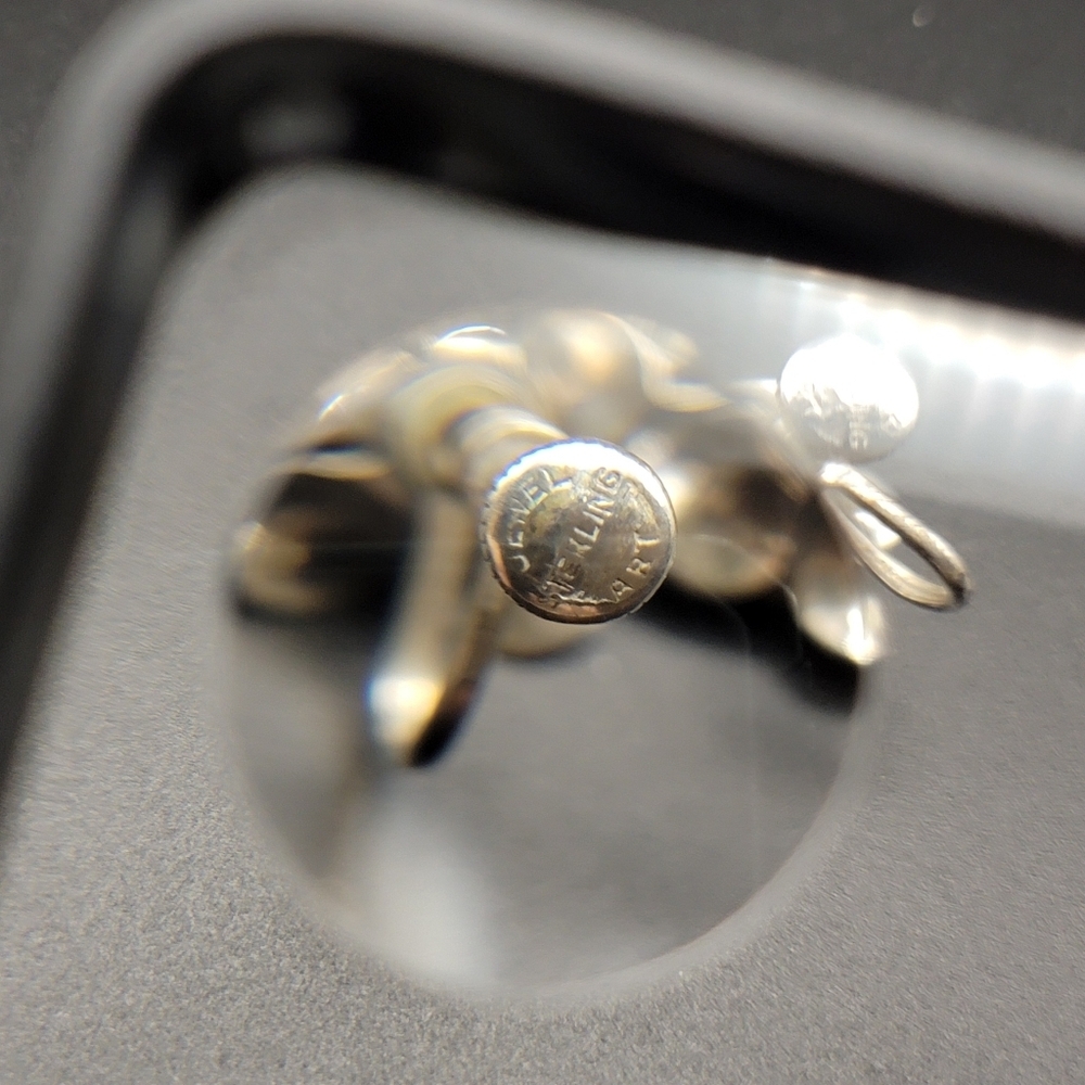 VTG 925 Sterling Silver Rose Stud Screw Back Earrings - Floral Signed Jewel Art - Picture 4 of 9